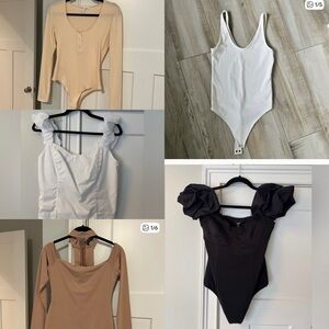 Collection of name brand bodysuits and tank top, excellent condition size M.